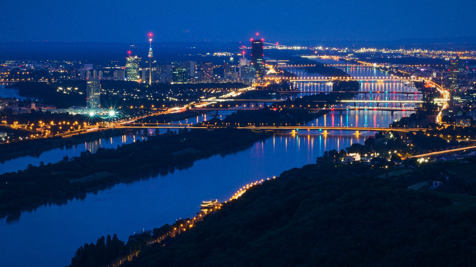 Vienna at night from above